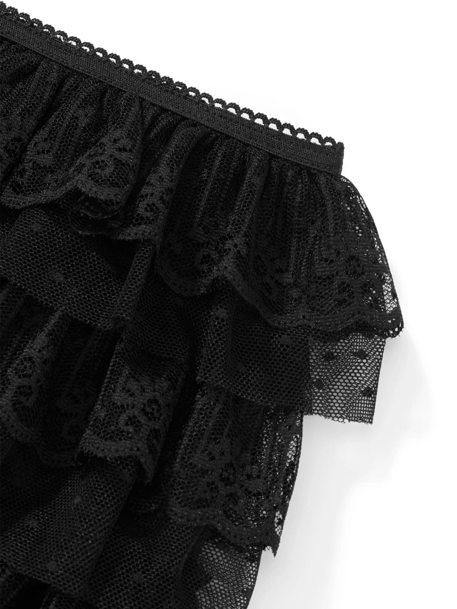 Women Mesh Lace Bloomer Shorts Y2k Layered Ruffle Frilly Booty Shorts Fairy Bowknot Sexy Boy Shorts Panties Party Clubwear