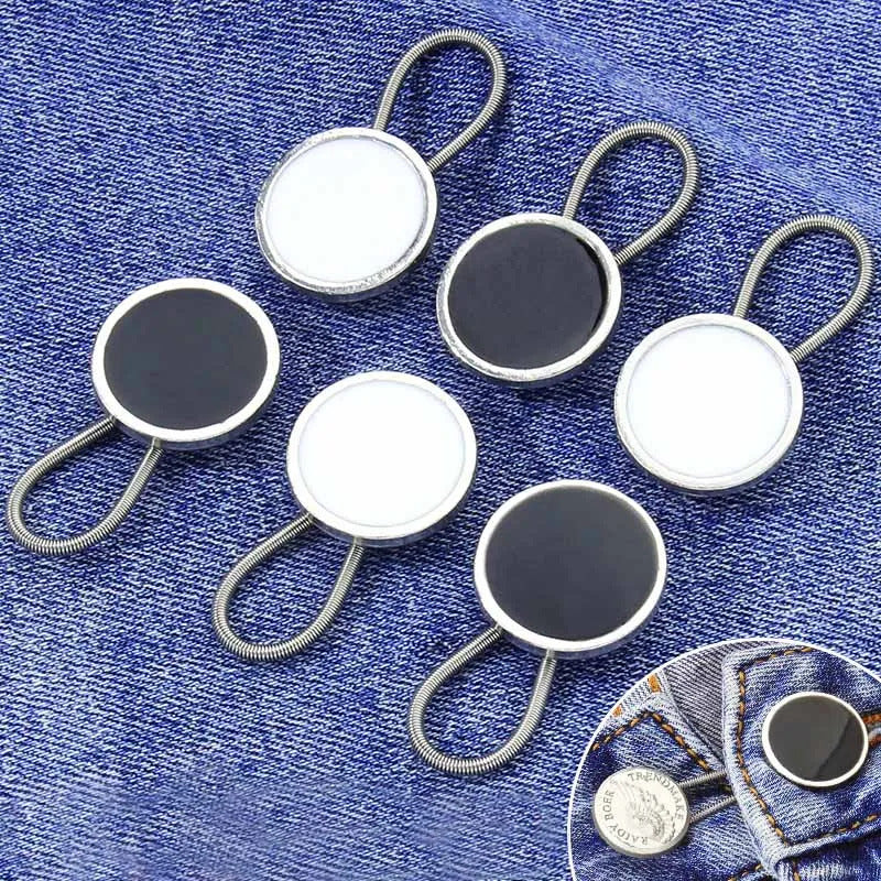 10MM Metal Elastic Collar Extenders Button Extenders for Shirt Dress Trousers Coat Collars Free Sewing Waistband Expander