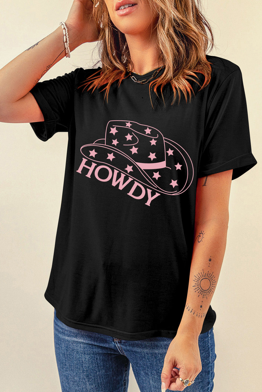 Black Cowboy Hat HOWDY Graphic T Shirt