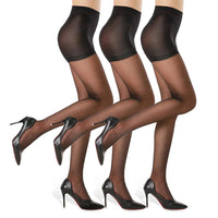 Kave 3 Pairs 20D Women's Sheer Tights Ultra Thin High Waist Pantyhose Thigh High Stockings