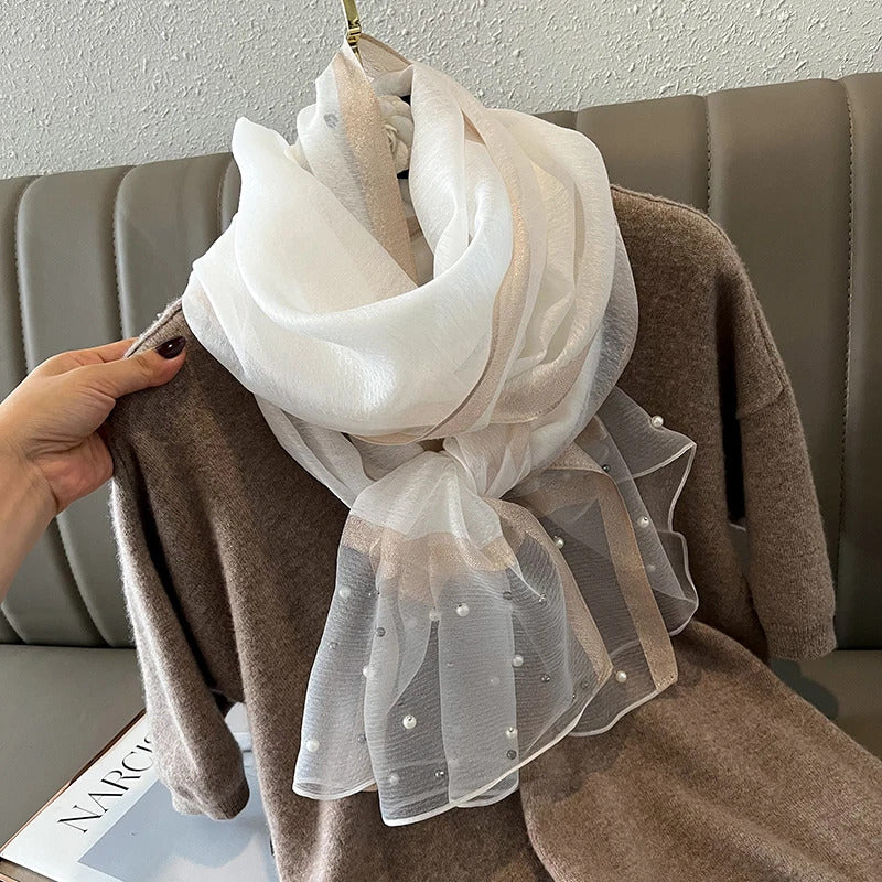 2024 Luxury Brand Women Fashion Scarf Plain Solid Silk Linen Shawls Scarves Summer Lady Bandanas Foulard Hijab