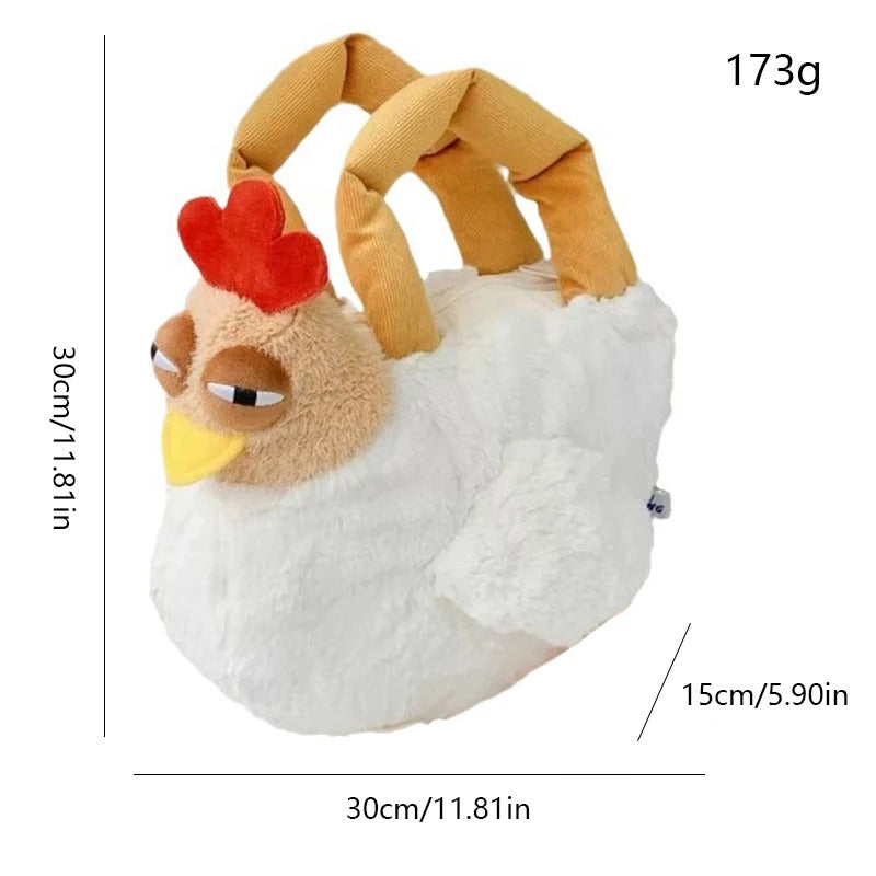 Internet celebrity big rooster plush handbag, cute large-capacity bag, creative fashion storage bag, personalized small bag