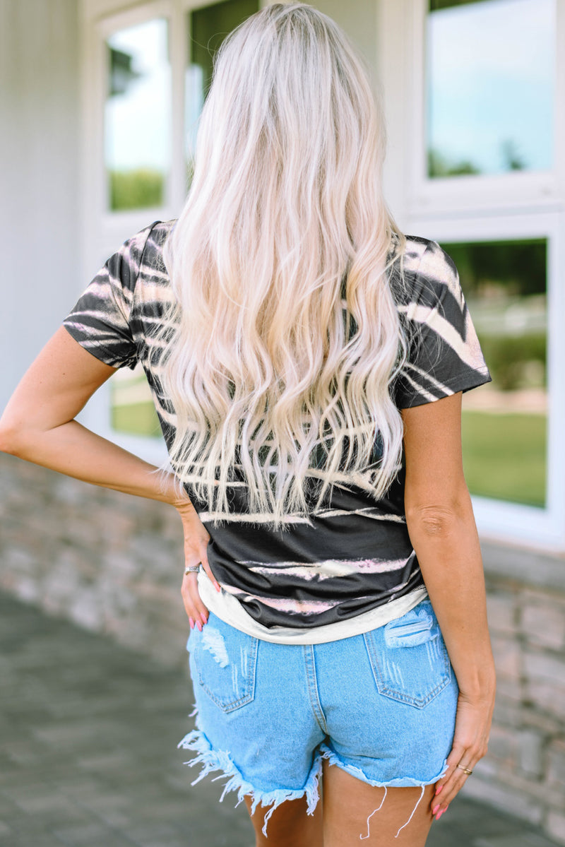 Blue Animal Stripe Bleached NASHVILLE Guitar Graphic Tee