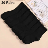 7/10/20 Pairs Mid Length Socks Women Classic Black White Solid Color Fashionable Casual Sports Absorbing Breathable Men Socks