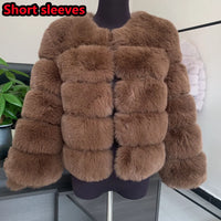 Women's Fashion faux fur coat super hot Autumn Winter women short Faux fox fur fluffy jacket high quality 7xl Ladies furry coats