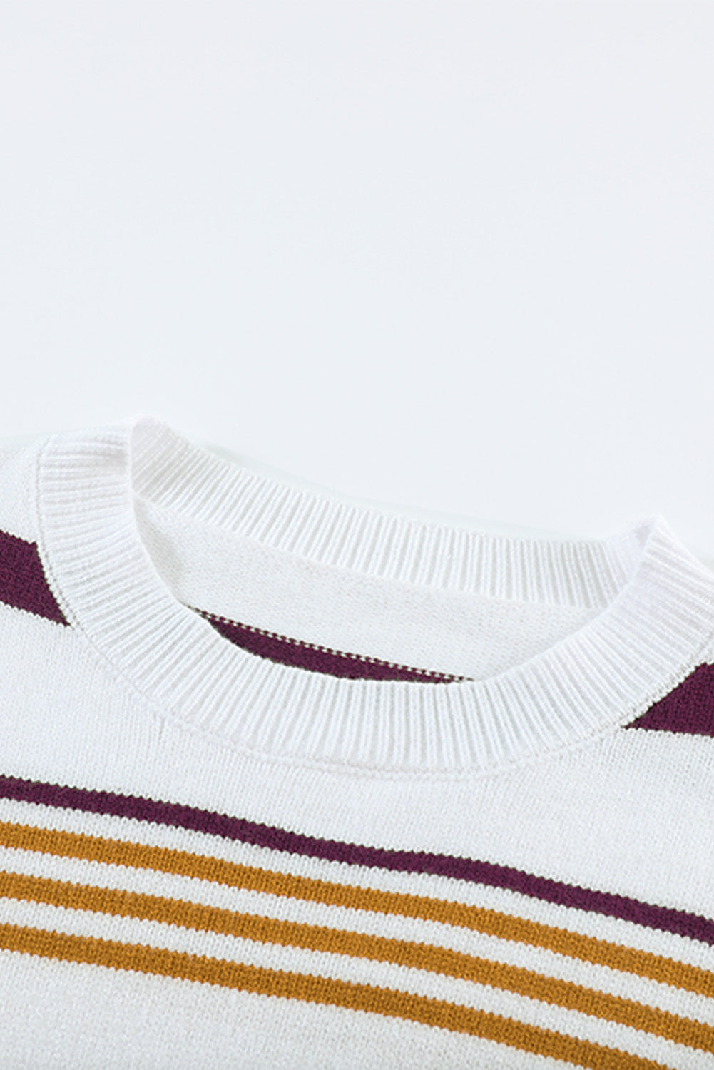 Brown Striped Crewneck Long Sleeve Sweater