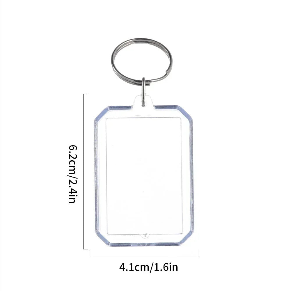 1/10pcs Transparent Photo Frame Keychain Tassels Snap-In Custom Insert Photo Acrylic Blank Keyring Clear Blank Picture Pendant