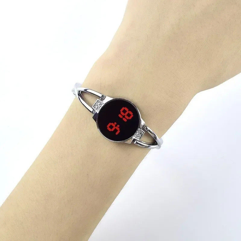 LED Fashion Watch for Women Touch Screen Ladies Time Steel Band Electronic Student Ladies Bracelet Watch Simple Style Watches