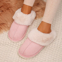 Closed Toe Warm Cotton Slippers Women Faux Fur Thicken Plush Winter Home Shoes Woman Lightweight Casual Indoor Slides Female