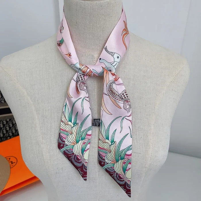 Summer New Animal Design Elephant Female Decoration Twill Long Ribbon Binding Bag Silk Ribbon Hair Belt Hot Selling Small Scarf