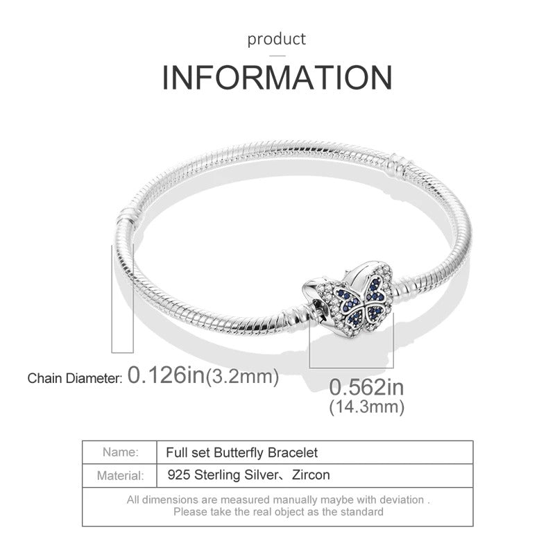 925 Silver Heart Snake Chain Bracelet For Women Infinite Knot Butterfly Infinity Clasp Femme Bracelet Bangles Luxury Jewelry