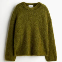 Casual Knitted Solid Sweater Women Fashion Thicken Green Loose O-Neck Long Sleeves Pullover 2024 Autumn Winter Warm Knitwear