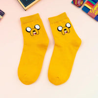 5 Pairs/Set Cartoon Funny Cute Patterned Women Socks Ins Candy Coloured Socks Suit In All Seasons For Daily