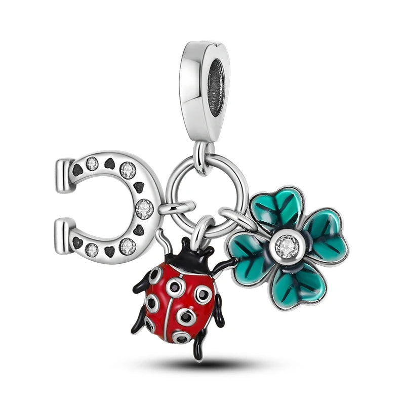 Silver Plated Travel Sunflower Lucky Charms Fit Original Pandora Bracelet Dangle Pendant DIY