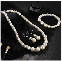 4 Pcs Women's Pearl Jewelry Set Simulated Pearls Fashion Simplicity Girl Versatile Earrings Necklaces Bracelets Jewelry Set