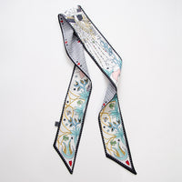 2023 French Versatile Tarot Goddess Sun Ladies 100% Twill Silk Scarf Decoration Long Strip Tie Binding Bag Ribbon