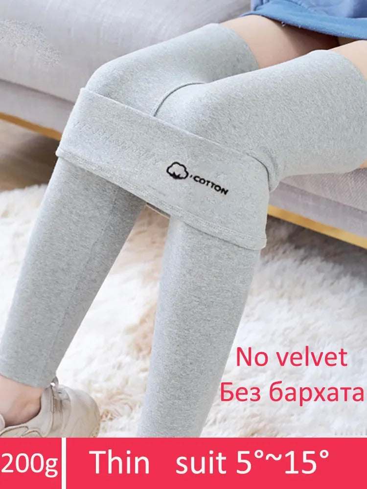 Women's Leggings with Fleece Thermal Cotton Skinny Pants Winter Stretch Black Grey Tights Thick Warm Velvet Leggings for Women