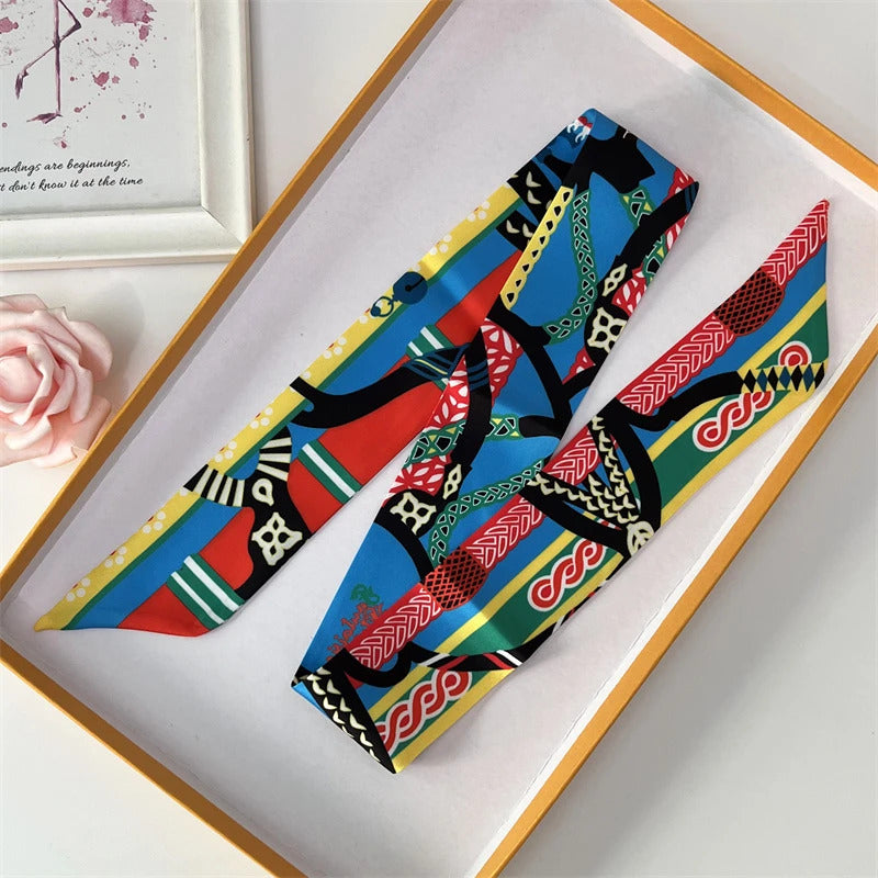 2022 Luxury Silk Scarf Slim Hair Accessories Fashion Bag Handle Ribbon Ladies Horse Print Headband Belt Ladies Fall New 60SKU