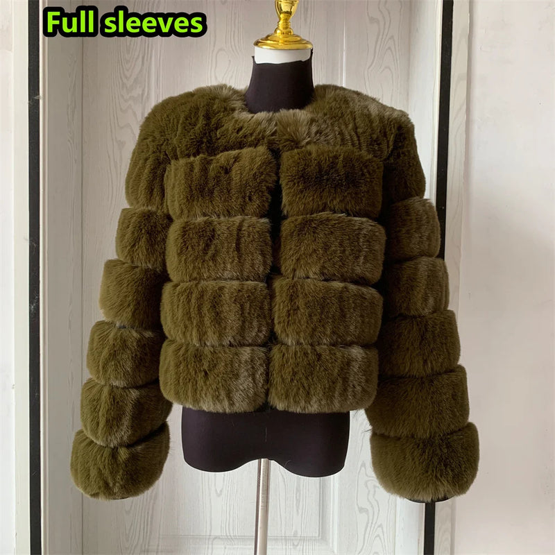 Women's Fashion faux fur coat super hot Autumn Winter women short Faux fox fur fluffy jacket high quality 7xl Ladies furry coats