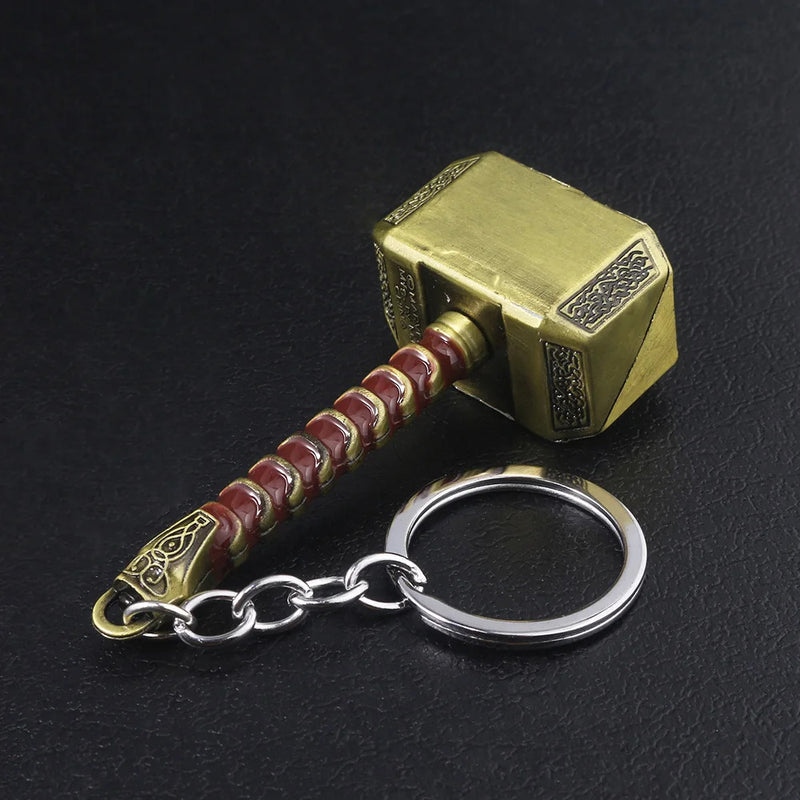 Thor Hammer Metal Keychain Movie Key Ring Cosplay Prop Key Holder For Fans Bag Ornament Car Pendant Gift