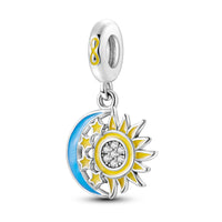 Silver Plated Travel Sunflower Lucky Charms Fit Original Pandora Bracelet Dangle Pendant DIY