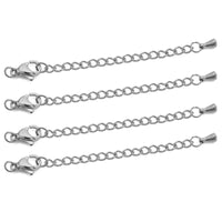 10pcs Stainless Steel Extension Chains with Lobster Clasps Connector Link Necklace Tail Making DIY Bracelet Accessories Supplies