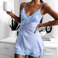 Summer Nightgown For Women Spaghetti Strap Lace Lingeries Sleepwear Sexy Deep V-Neck Nightdress See-Through Home Clothes пижама