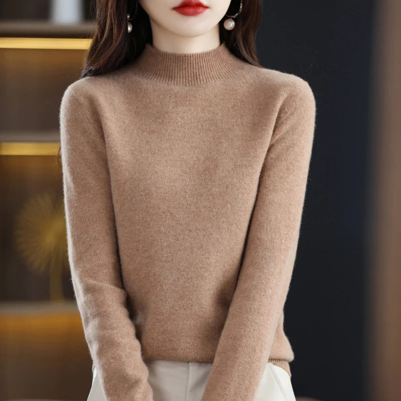 100% Pure Wool Half-neck Pullover In Autumn And Winter New Cashmere Sweater Women's Casual Knit Top Women's Coat 19 Colors