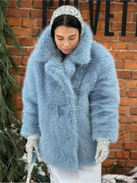 Mid-Length Women's Fur Coat Suit Collar Loose Imitation Fox Fur Plush Coats Warm Soft Thickened Winter Socialite Fur Overcoat