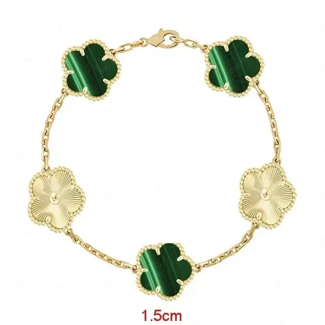 925 Sterling Silver Bracelet with Multiple Stones, Lucky Clover High Quality Elegant Classic Ladies Party Dating Birthday Gift