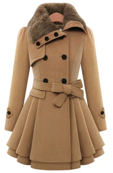 New 2016 Women's Woolen Jacket Long Slimming Smoothing Overcoat Double Row Buttoned Narrow Fit European And American Style