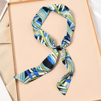 Skinny Silk Scarf Hair Strip Silk Ribbon Small Neck Scarves Bag Handle Ribbon Scarf Kerchief Ladies Ribbon Hair Band Small Scarf