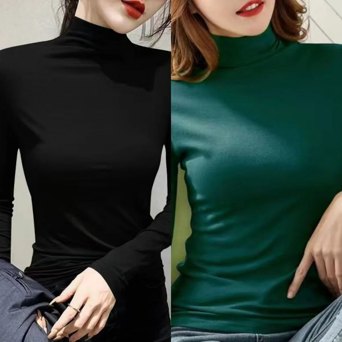 Plus Size Basic All-Match Women T-Shirt High Neck Casual Slim Fit Fleece Warm Autumn Winter Office Lady's Top Elegant Fashion