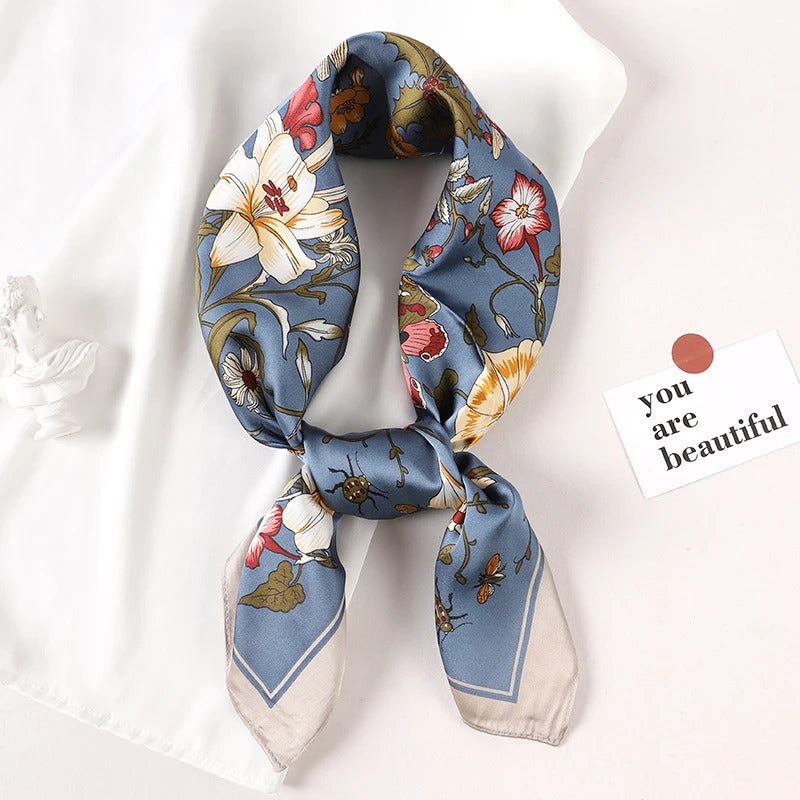 2024 Luxury Brand Silk Scarf Square Women Shawls And Wraps Office Small Hair Neck Hijabs Kerchief Foulard Ladies Scarves 70*70cm