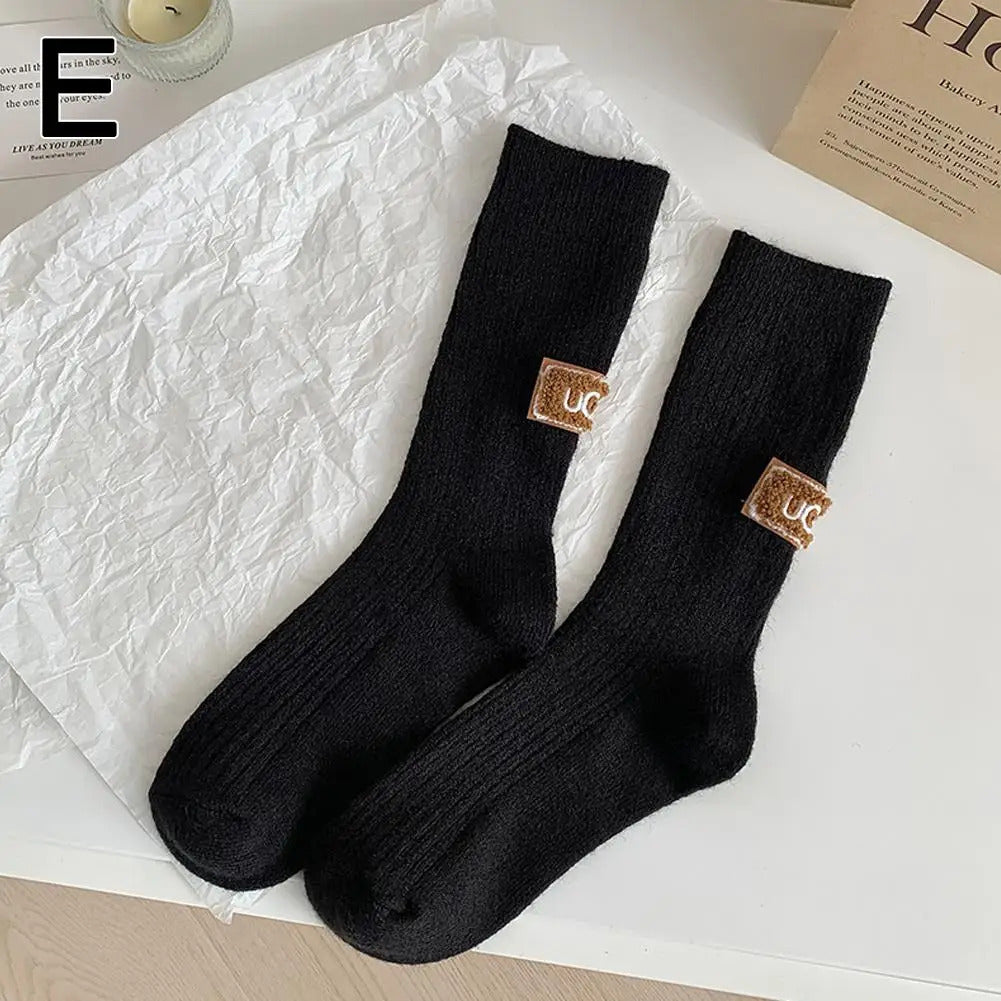 Winter Cozy Thickened Pile Socks Mid Calf Length Casual Cotton Soft Warm Comfortable Footwear Seasonal Hosiery