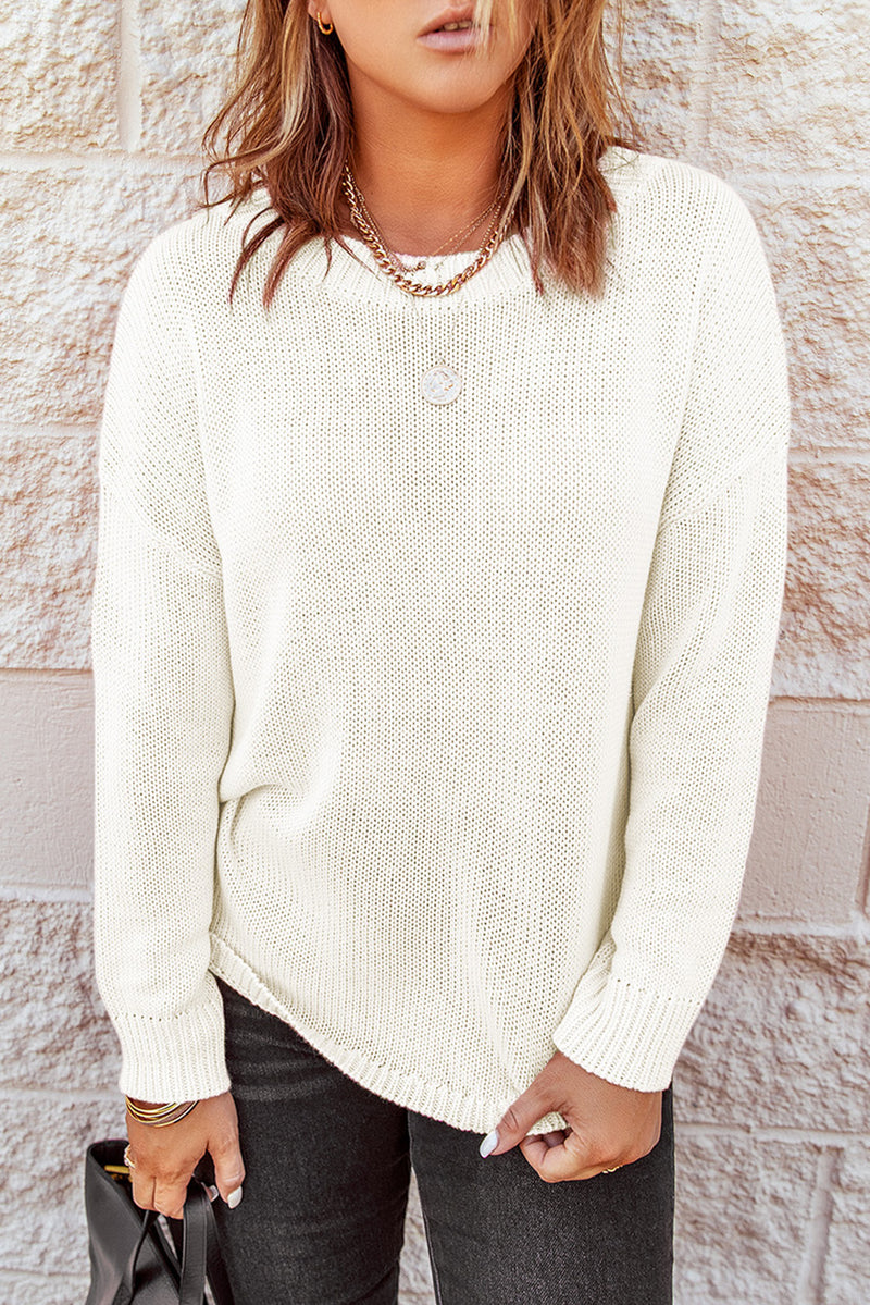 Green Oversize Knitted Drop-shoulder Sleeve Sweater