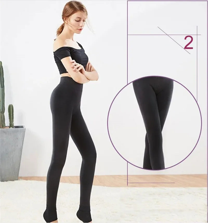 Women Winter Leggings Warm Leggins High Waist Solid Color Velvet Women Thickened Velvet Leggings Casual Stretchy Leggings