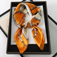 2024 New Luxury Brand Women Silk Leopard Print Square Scarf Female Beach Stoles Echarpe Satin Headband Shawl Wraps Bandana