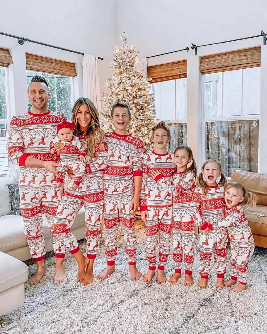 Christmas Family Matching Pajamas Set 2023 Mom Dad Kids Elk Print 2Pcs Clothes Baby Romper Family Look Soft Sleepwear Xmas Gift