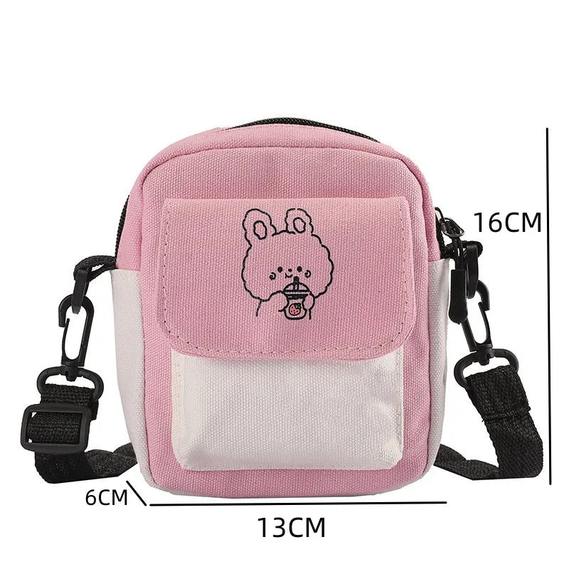 Cute Canvas One Shoulder Womens Bag Little Rabbit Korean Version Fashion Crossbody Bag Female Student Cotton Womens Handbag