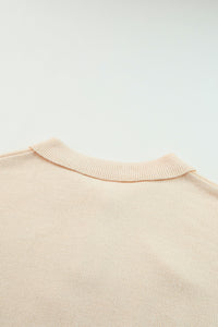 Apricot Polo Collar Knitted Mini Sweater Shift Dress