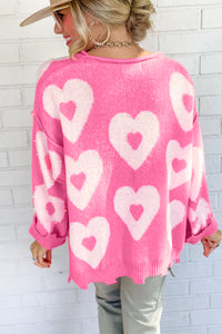 Bonbon Pearl Beaded Floral Drop Shoulder Sweater