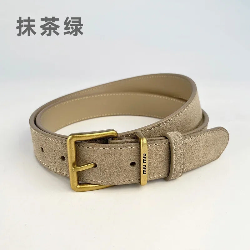 Frosted Suede Belt for Women Pin Buckle All-match Jeans Dress Decorated with Stylish Leather Trend Belt for Women