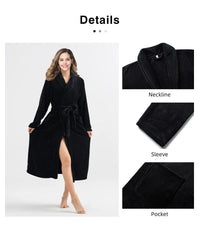 RONGTAI Women's solid color lapel bathrobe autumn and winter models facecloth warm and comfortable long-sleeved robe homewear