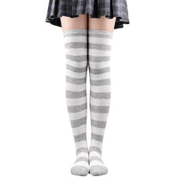 Color Striped Stockings Japanese Over Knee Socks Fashion Women Keep Warm Soks Sexy Slim Long Soks Black White Striped Hosiery