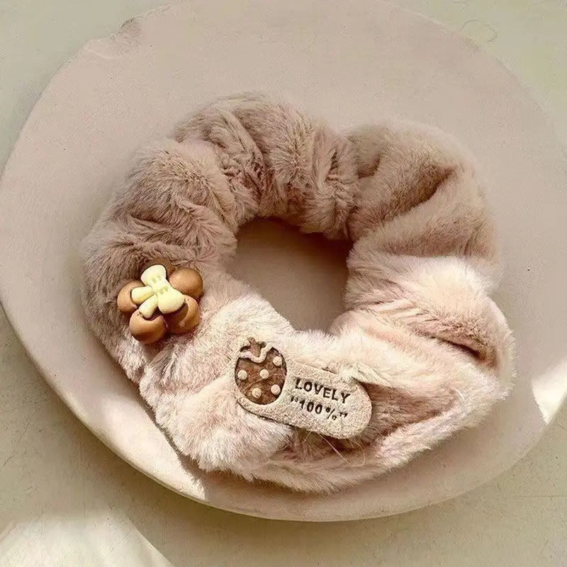 Autumn and Winter Gentle Knitted Wool Bow Hair Rope Girl's Sweet and Versatile Large Hair Ring Head Rope Hair Rubber Band