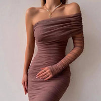 Sexy Women Lantern Sleeve V Neck Solid Maxi Dress Elegant Autumn Ladies Gauze Party Dress Fashion Femme Princess Dress Vestidos