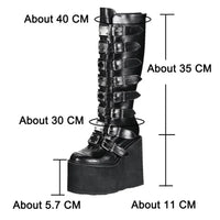 Punk Women Boots Cosplay Ladies High Heel Platform Wedges Women High Boots Gothic Buckle Strap Long Tube Leather Female Boots