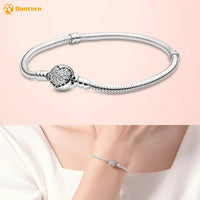 Danturn 925 Sterling Silver Bracelets Gold Heart, Butterfly Crown Women Bangles Luxury Jewelry Anniversary GIft DIY Fashions