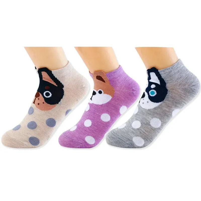 10/5/4/2 pairs of women's socks Cotton socks Cute women's socks Dog novelty animal socks Cartoon cotton casual socks Funny sock